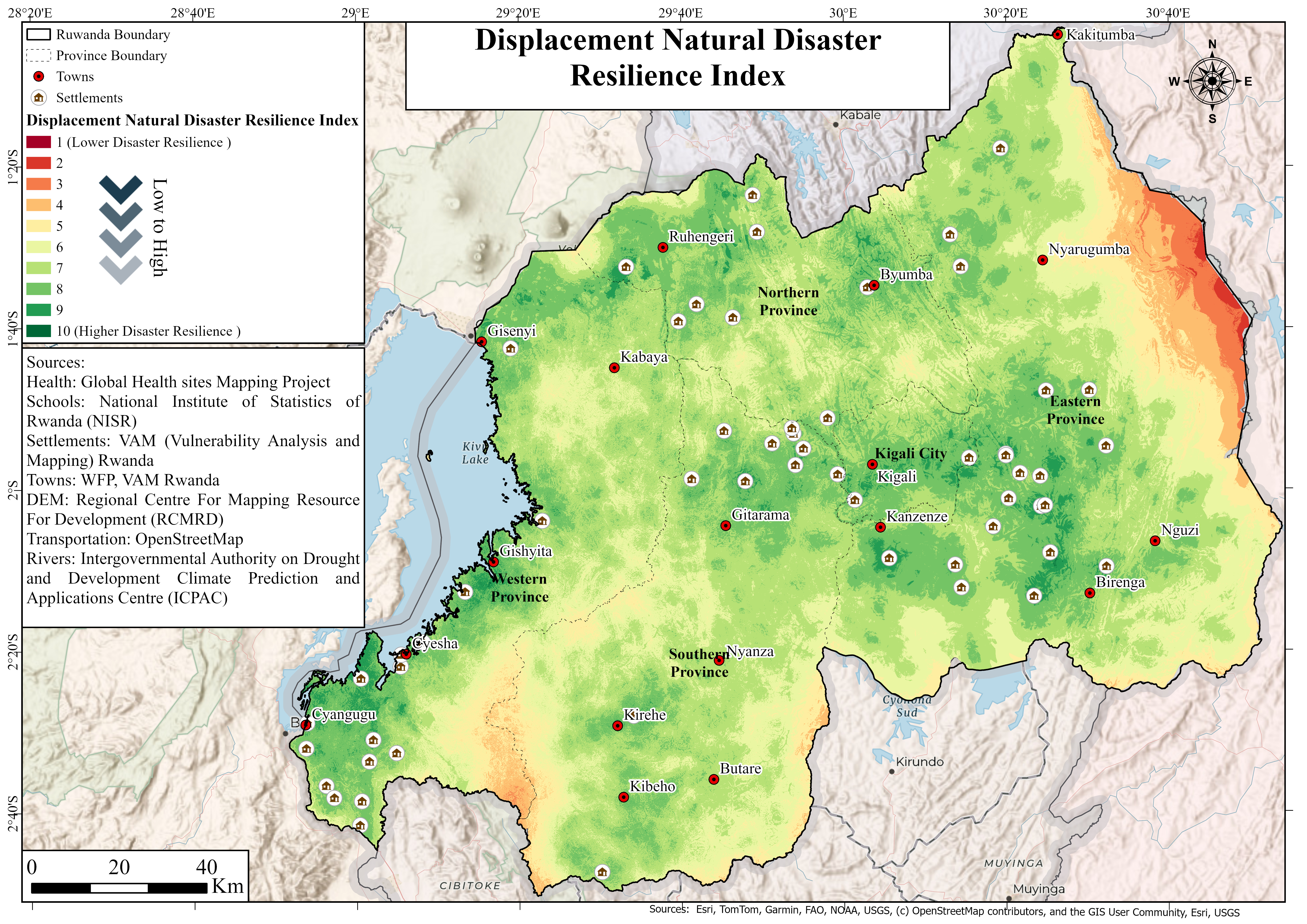 Natural Disaster Displacement patterns map